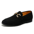 Men's black PU suede look Gommino driving shoes casual slip-on loafers