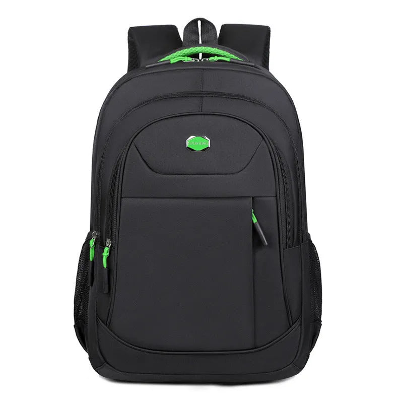 Oxford cloth college backpack with multi-layer compartments in black, blue, green or red colours