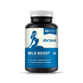 Bottle of 60 dietary supplement capsules containing probiotic blend, turmeric, and moringa.