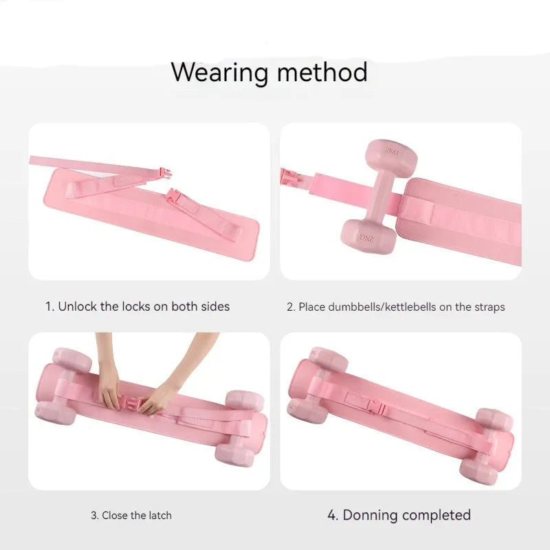 Black or pink weight-bearing hip bridge fitness belt for dumbbell barbell training