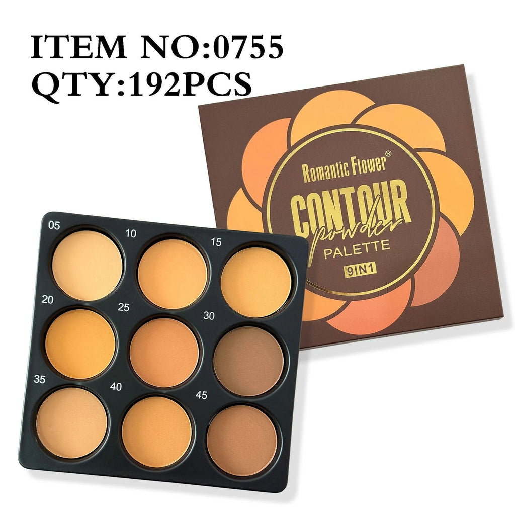 Dark matte makeup palette with 9 waterproof colours and repair disk