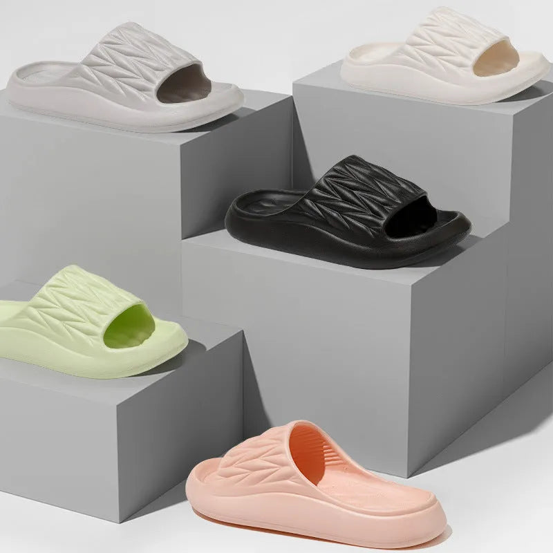 EVA leaf texture household slippers in various colours with non-slip soles