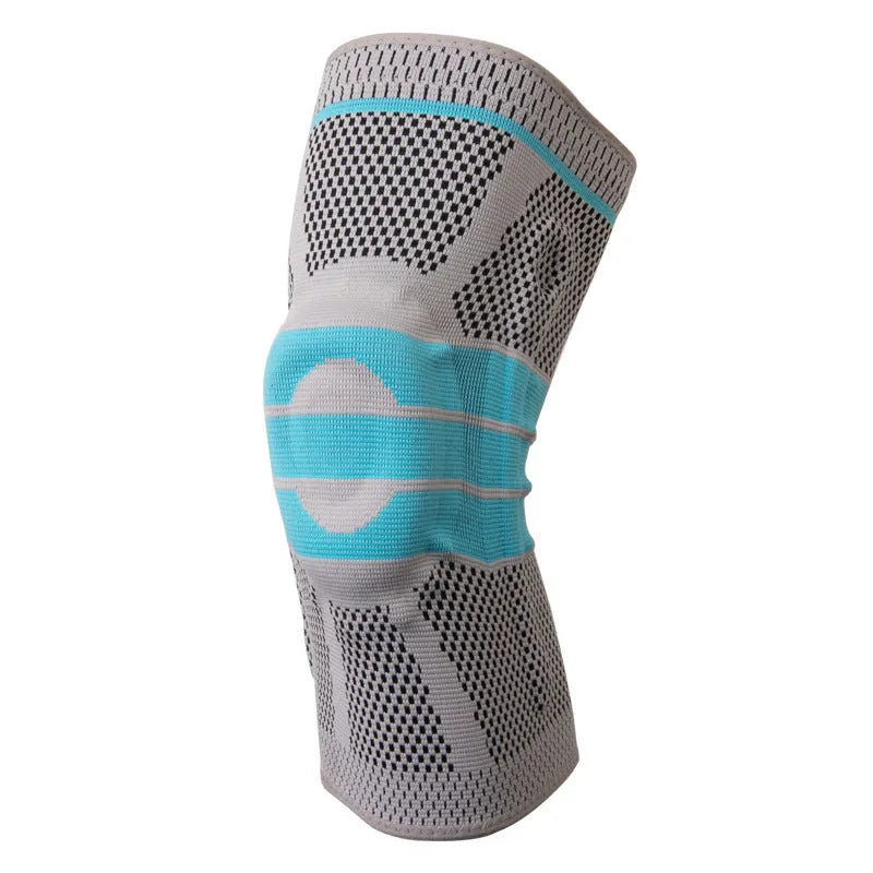 Sky blue elastic fibre knee pads for running and basketball in four sizes