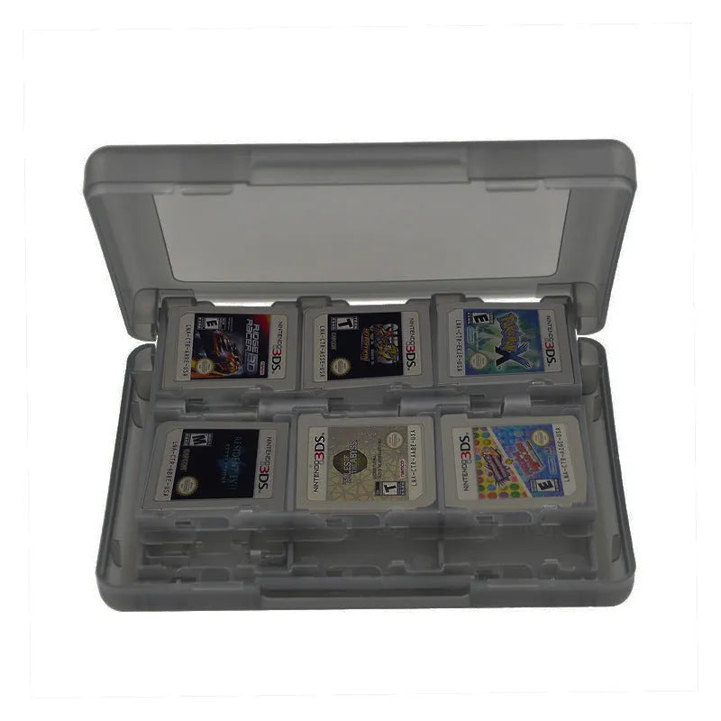 NDS 3DS game card storage box holding multiple cartridges in black plastic case