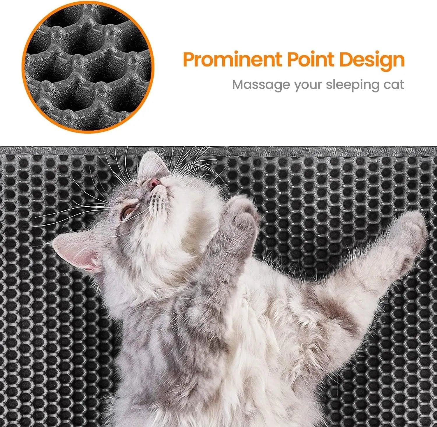 Cat litter trapping mat with honeycomb double layer design in black, waterproof and anti-slip