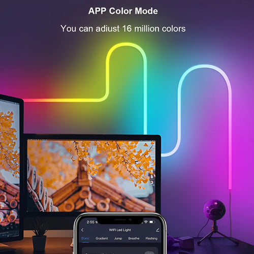 3 metre USB LED neon strip lights with remote control showing RGB colour changing functionality