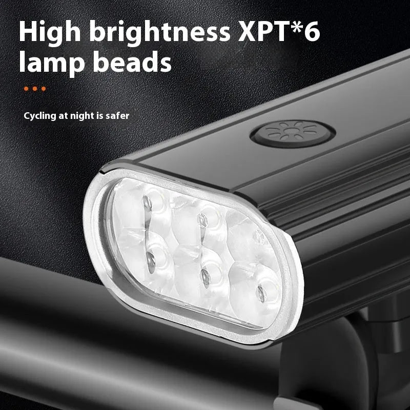 Aluminium alloy bicycle headlight with 2000LM output and USB Type-C charging port.