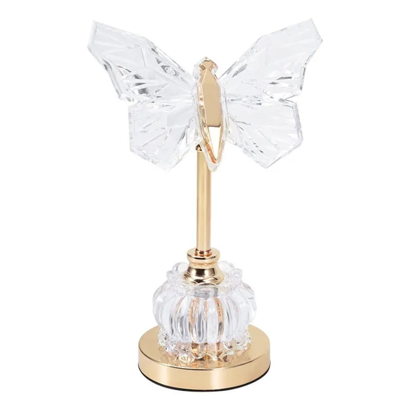 Butterfly table lamp with adjustable brightness and angle in a bedroom setting with USB plug-in