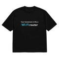 Men's black t-shirt with 3D printed cartoon pattern, loose fit short sleeves, round neck