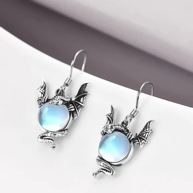 European American fashion twelve zodiac flying dragon earrings in zinc alloy, unisex design
