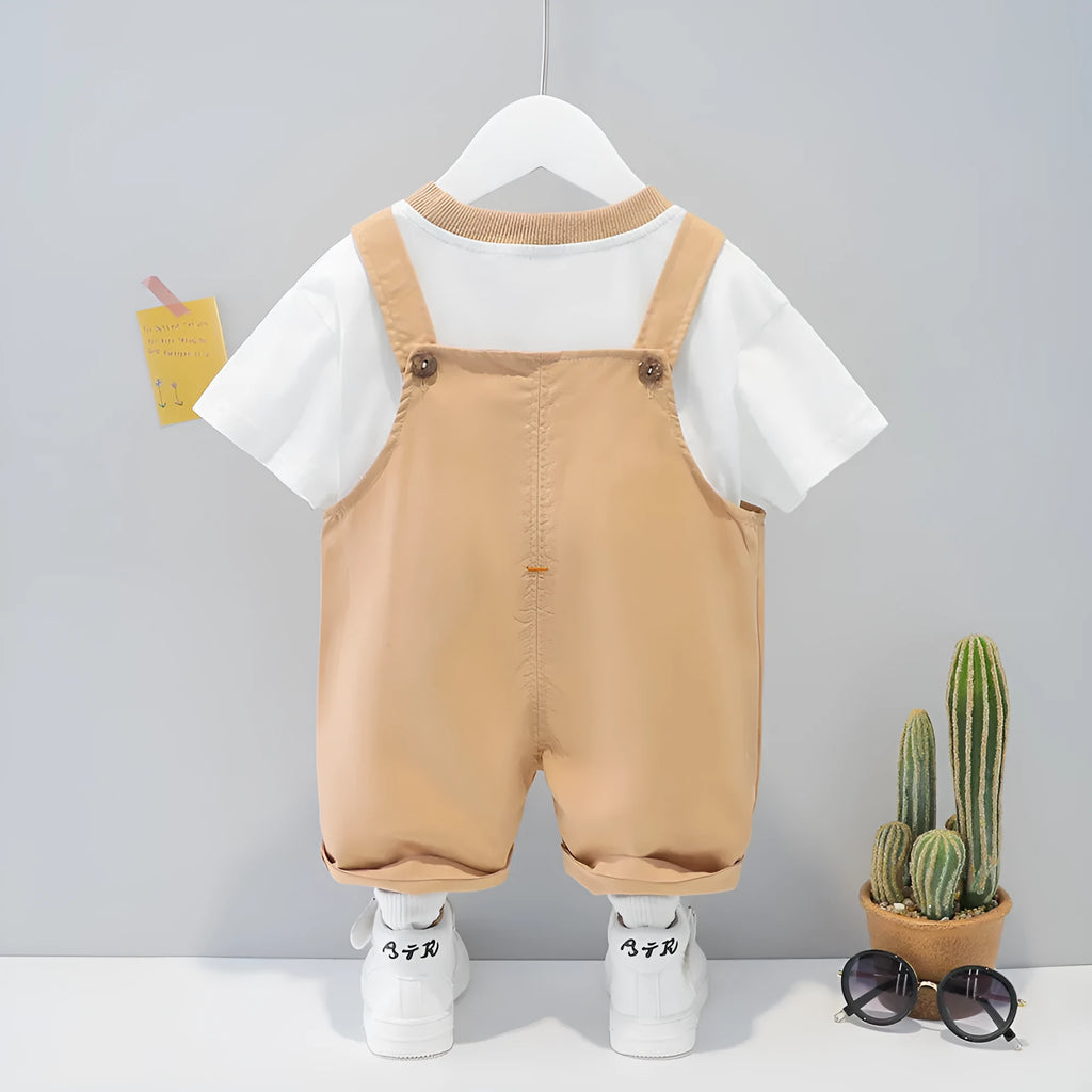 Children's cotton summer overalls with cartoon design and adjustable straps