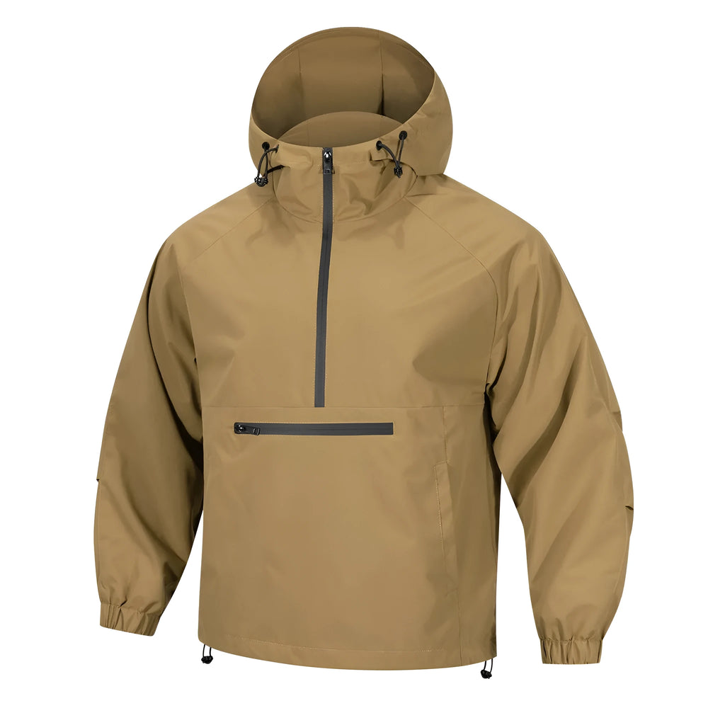 Men's Korean-style loose corduroy half-zip hooded sweater jacket in multiple colours