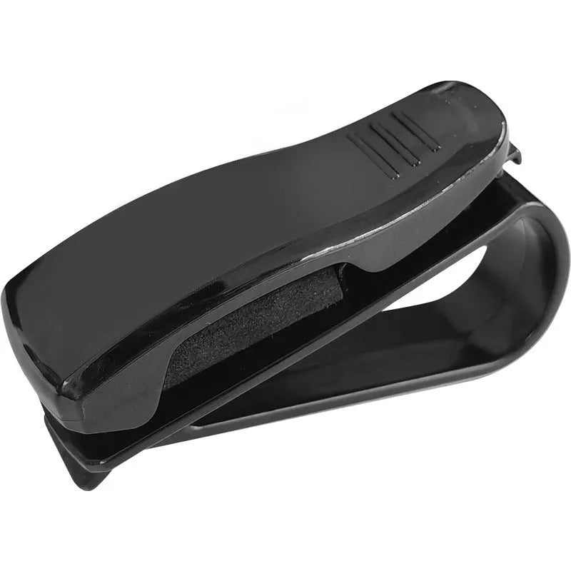 Black plastic multifunctional clip for car sunshades to hold glasses and cards