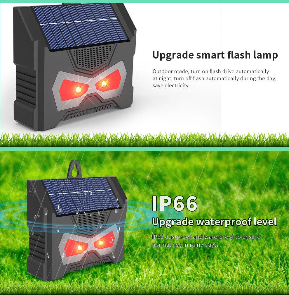 Black animal-shaped solar ultrasonic repeller for outdoor garden pest control