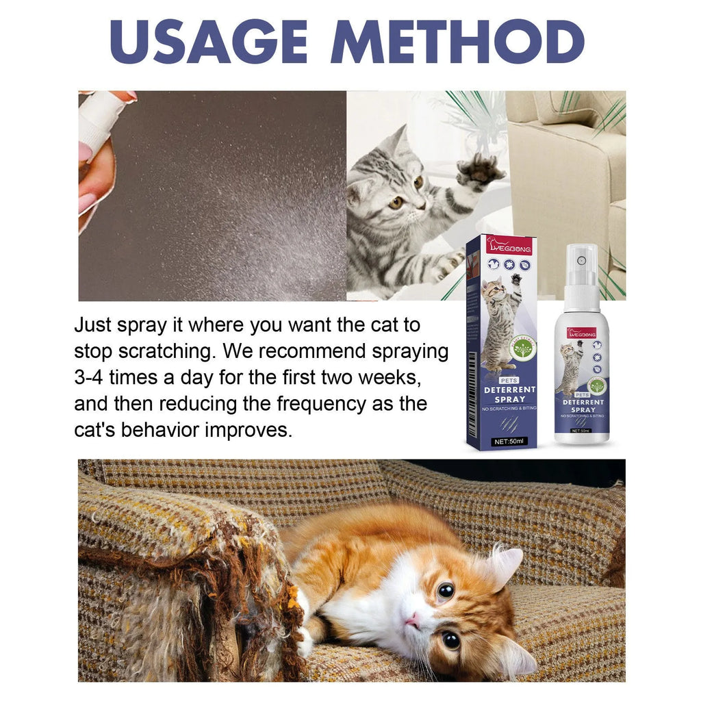 50ml pet repellent spray bottle for deterring scratching of furniture and doors