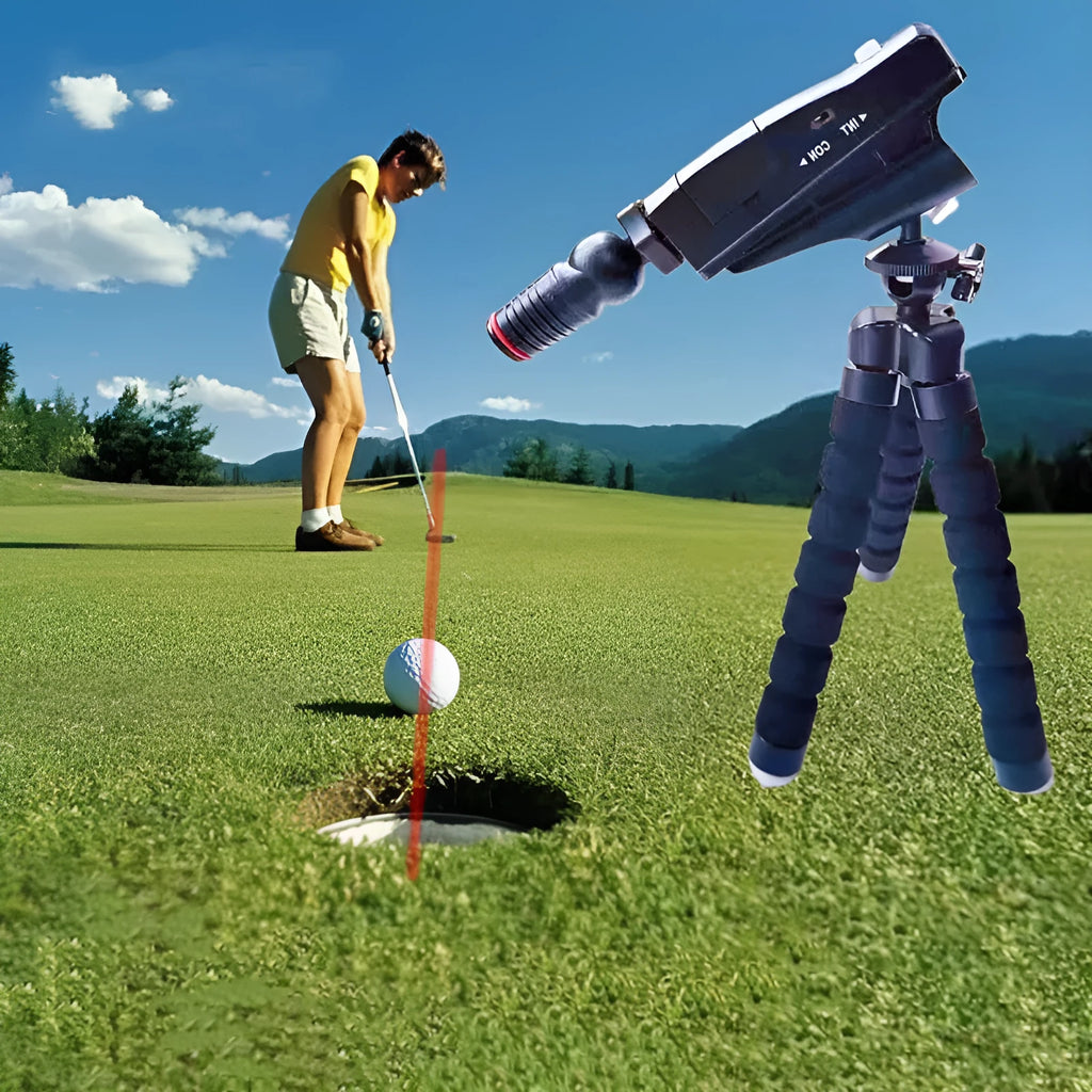 Golf putter laser aiming instrument with options for zipper box and tripod mount
