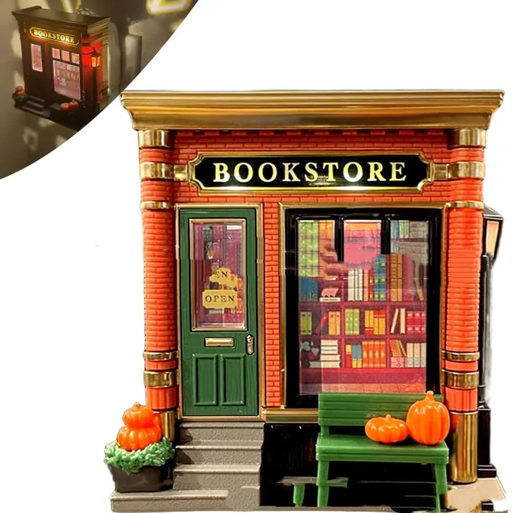Cartoon house-shaped night light ornament made of resin, a small decorative lamp for Christmas gifts.