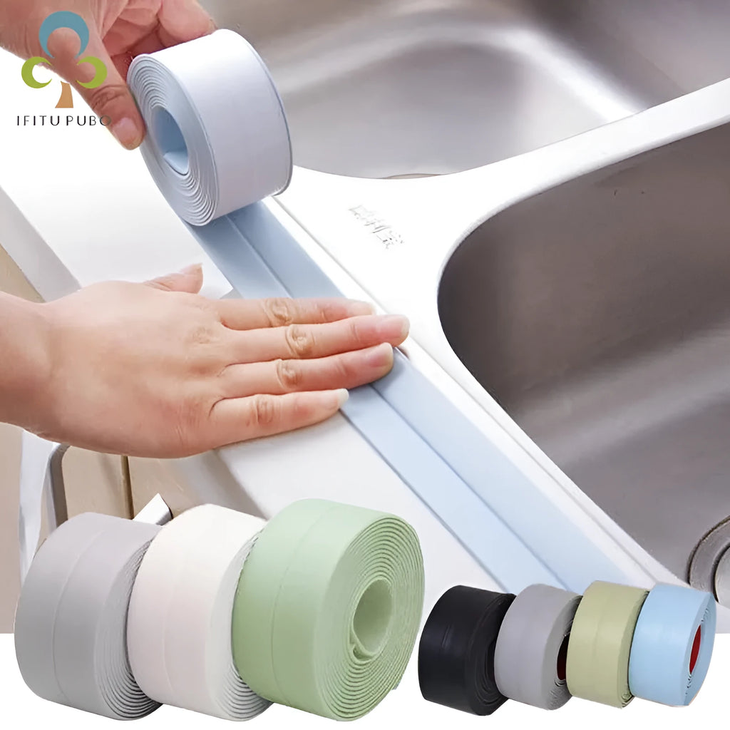 Roll of PVC waterproof mould-proof kitchen wall corner protection tape 3.8cm wide x 3.2m long in porcelain white