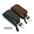 Genuine leather car key case with frosted finish in black and brown colour options