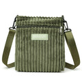 Women's corduroy shoulder messenger bag in beige, horizontal square shape, single strap