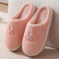 Women's rabbit plaid artificial fur house slippers with a thick rubber non-slip sole in a selection of colours.