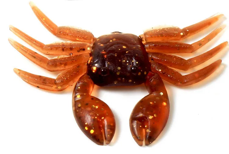 8cm PVC artificial crab fishing lure in red and brown colour variations