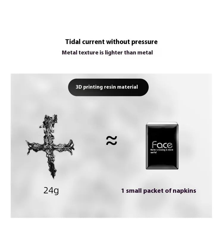 Gothic cross design resin cover for Apple AirPods Max headphones in black and silver colours