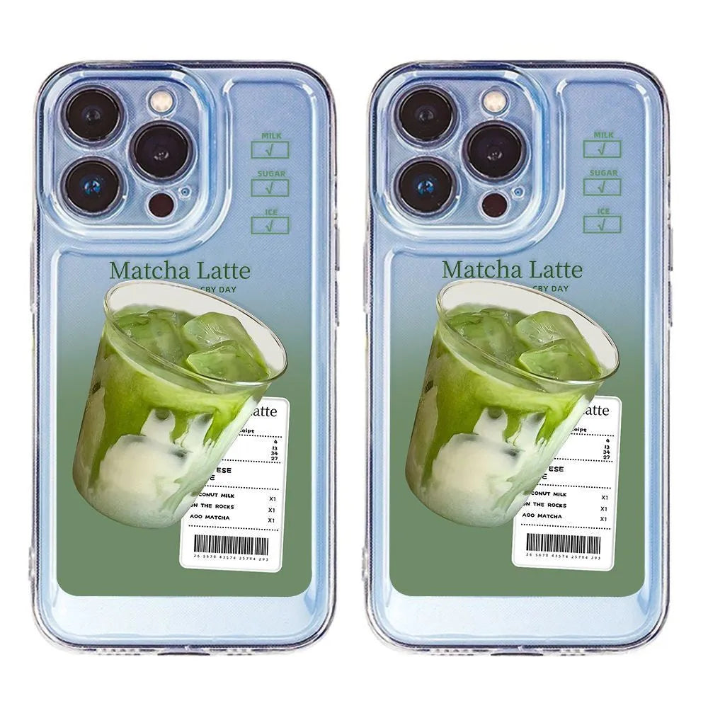 Transparent TPU phone case with Green Tea Latte finish for iPhone