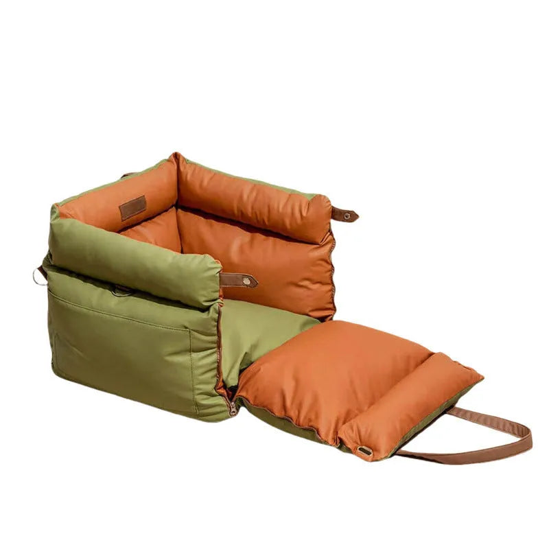 Green waterproof pet nest bed for dogs with a removable cover, shown in M size 55x50x45cm.