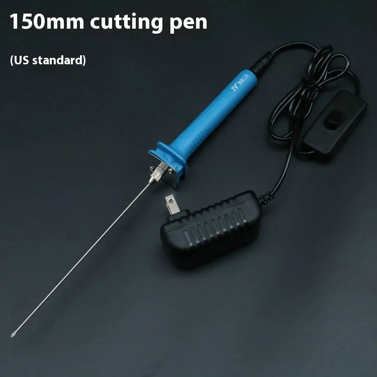 Blue plastic handle electric heating cutter pen for foam and polystyrene with multiple blade length options