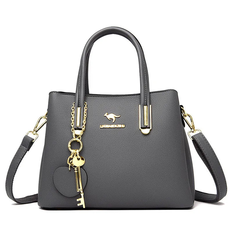 Large capacity women's bag with lychee texture, PU material, horizontal square shape, 28x22x12.5cm, available in six colours