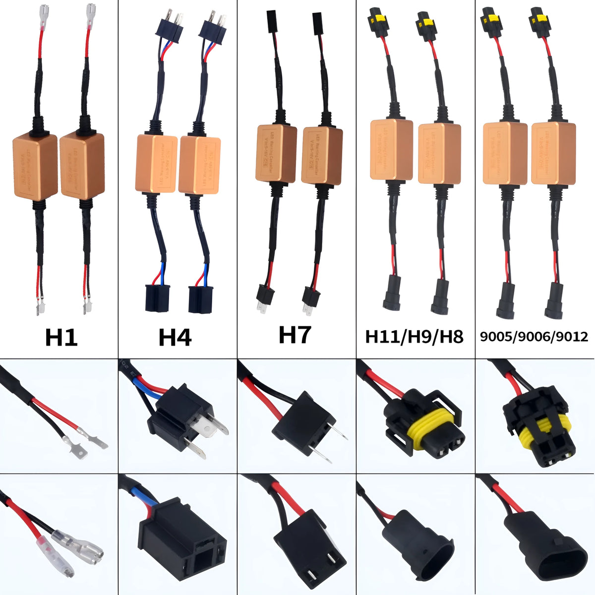 Black alloy LED car headlight Canbus decoder for H1 H4 H7 H11 H13 bulbs.