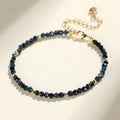 3mm blue tourmaline gemstone spacer bead bracelet for women