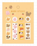 Pack of colourful PVC index stickers in sweet theme colours for page marking, showing 15mm by 50mm size.