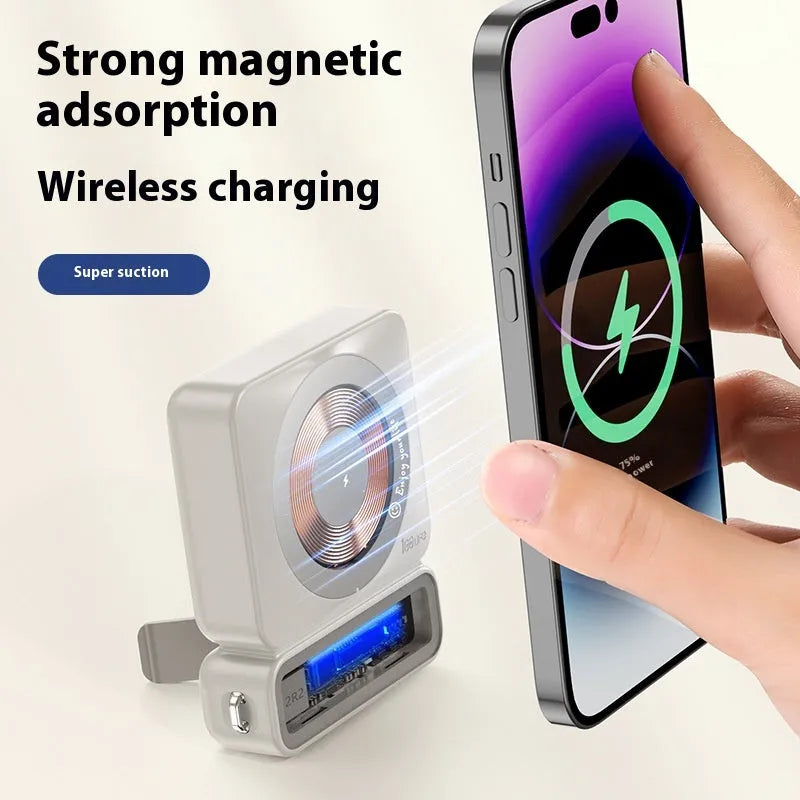 Retro grey 225W 10000mAh wireless magnetic power bank with plastic shell