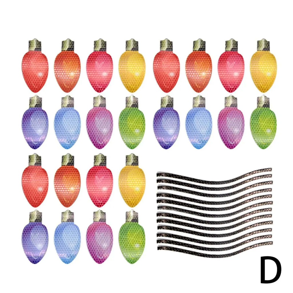 Christmas magnetic light bulb reflective paste set with 24 bulbs and 12 wires for metal surfaces
