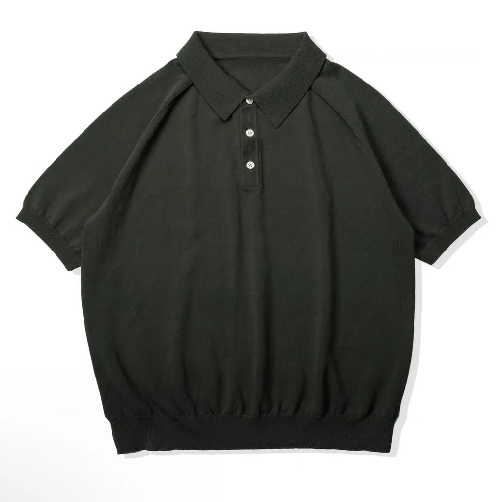 Retro knitted cotton short-sleeved T-shirt in slim fit style showing colour options