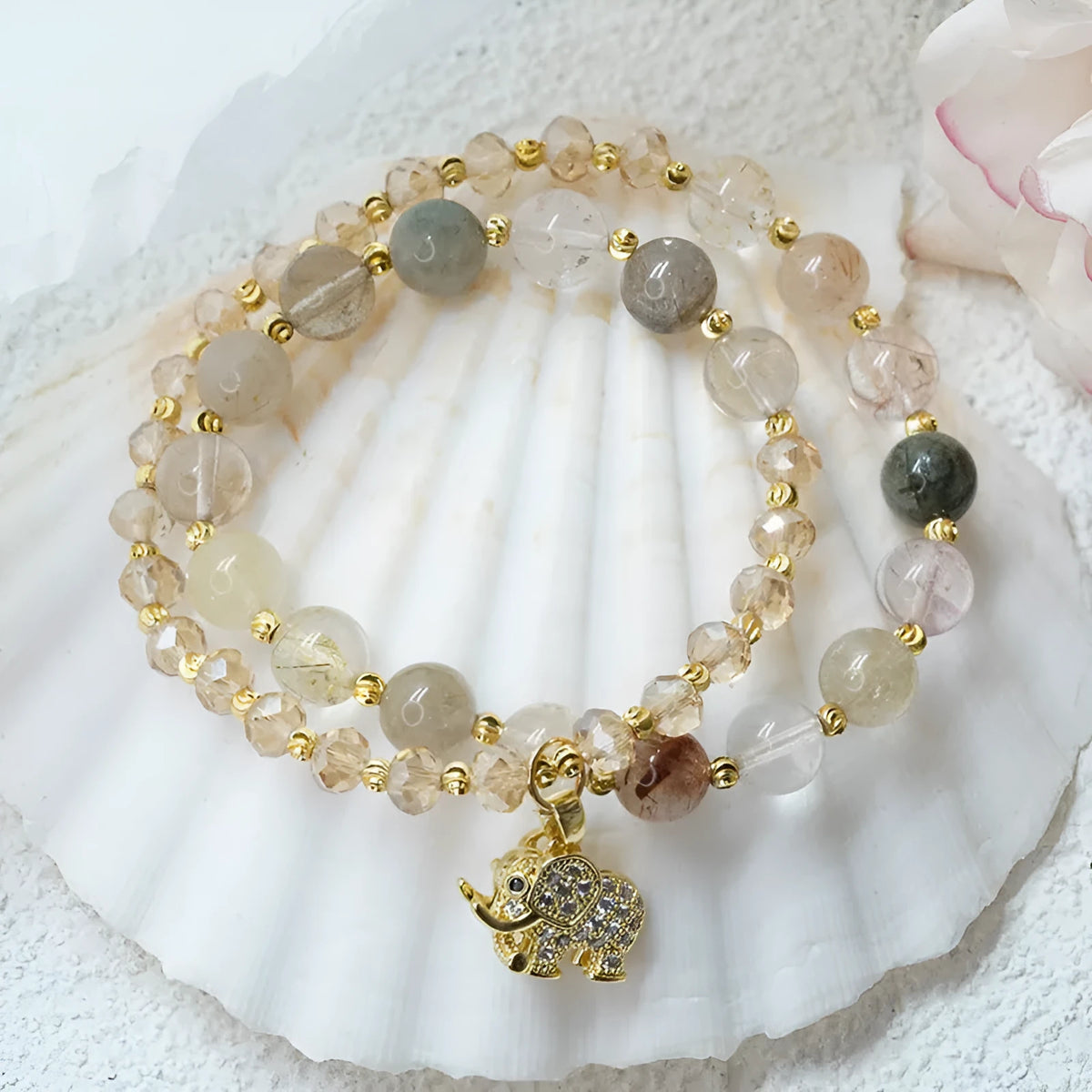 Retro style bracelet for women made from colour hair crystal material with ethnic design elements
