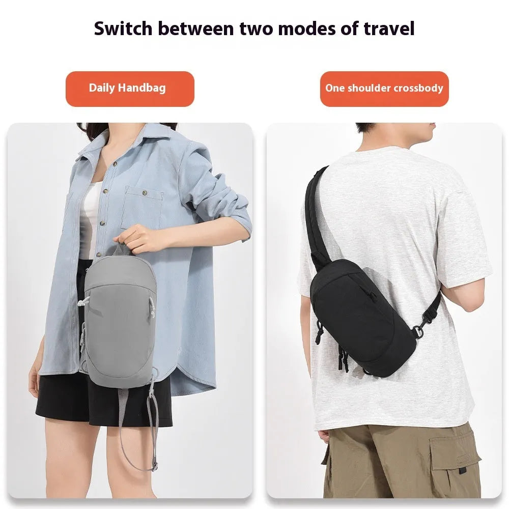Outdoor girls nylon crossbody bag in army green with a phone compartment.