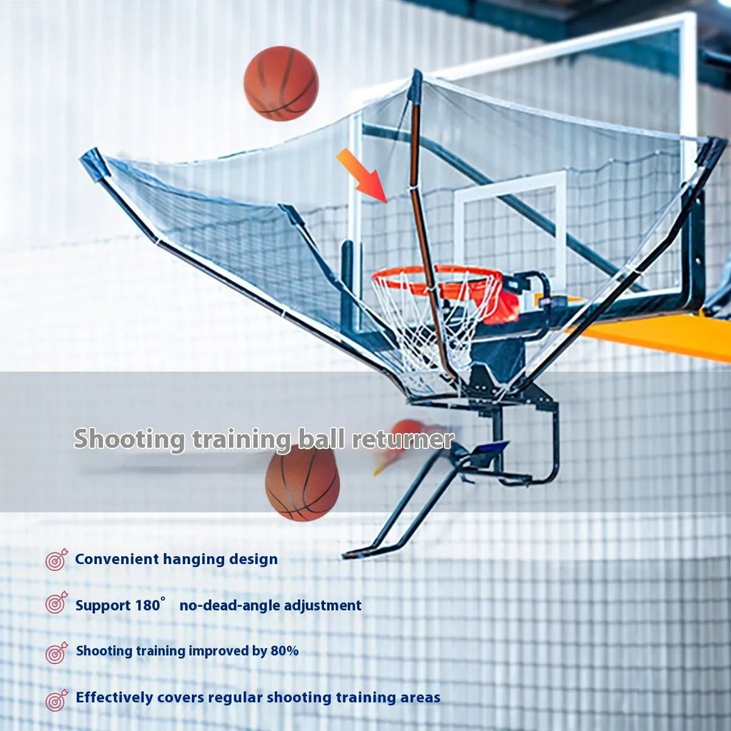 Basketball training ball return machine for automatic serve shooting practice with iron frame