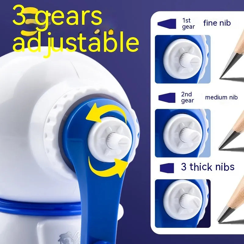 Children's astronaut cartoon manual pencil sharpener in blue or pink colour options