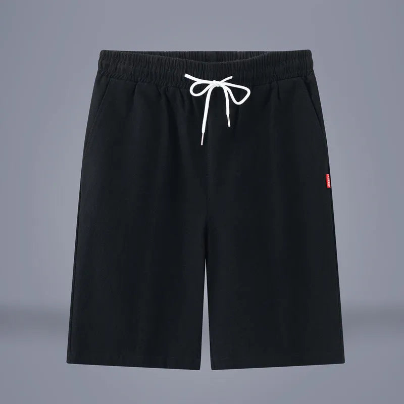 Cotton linen blend cropped pants in a solid colour with a drawstring waistband