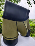 Men's solid colour breathable boxer shorts showing body shaping design in five colour options