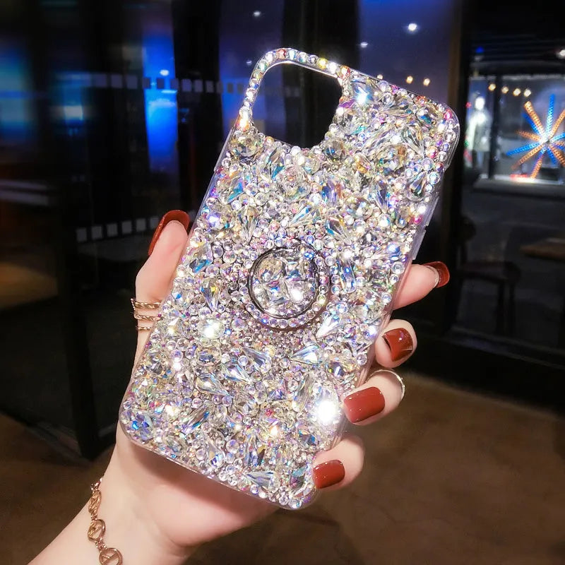 Luxury diamond acrylic phone case with kickstand for Samsung Galaxy