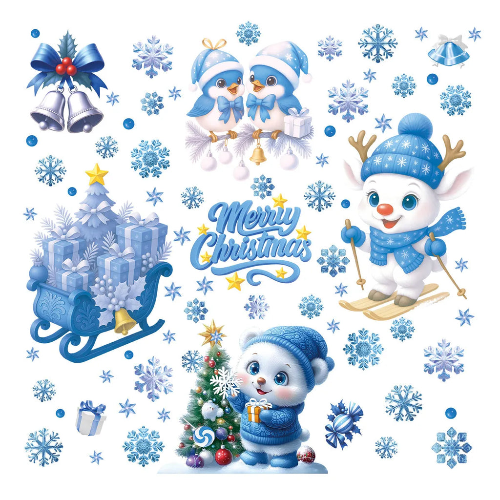 Christmas PVC glass sticker American style festive decoration twelve colours BQ532 to BQ543