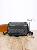 Geometric pattern men's messenger bag in PU material with shoulder strap and handheld option