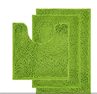 Chenille long hair U-shaped three-piece bathroom toilet carpet set in modern simplicity style