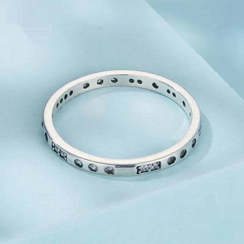 Silver 'I Love You' password ring with oxidised black finish, simple bracelet style for women