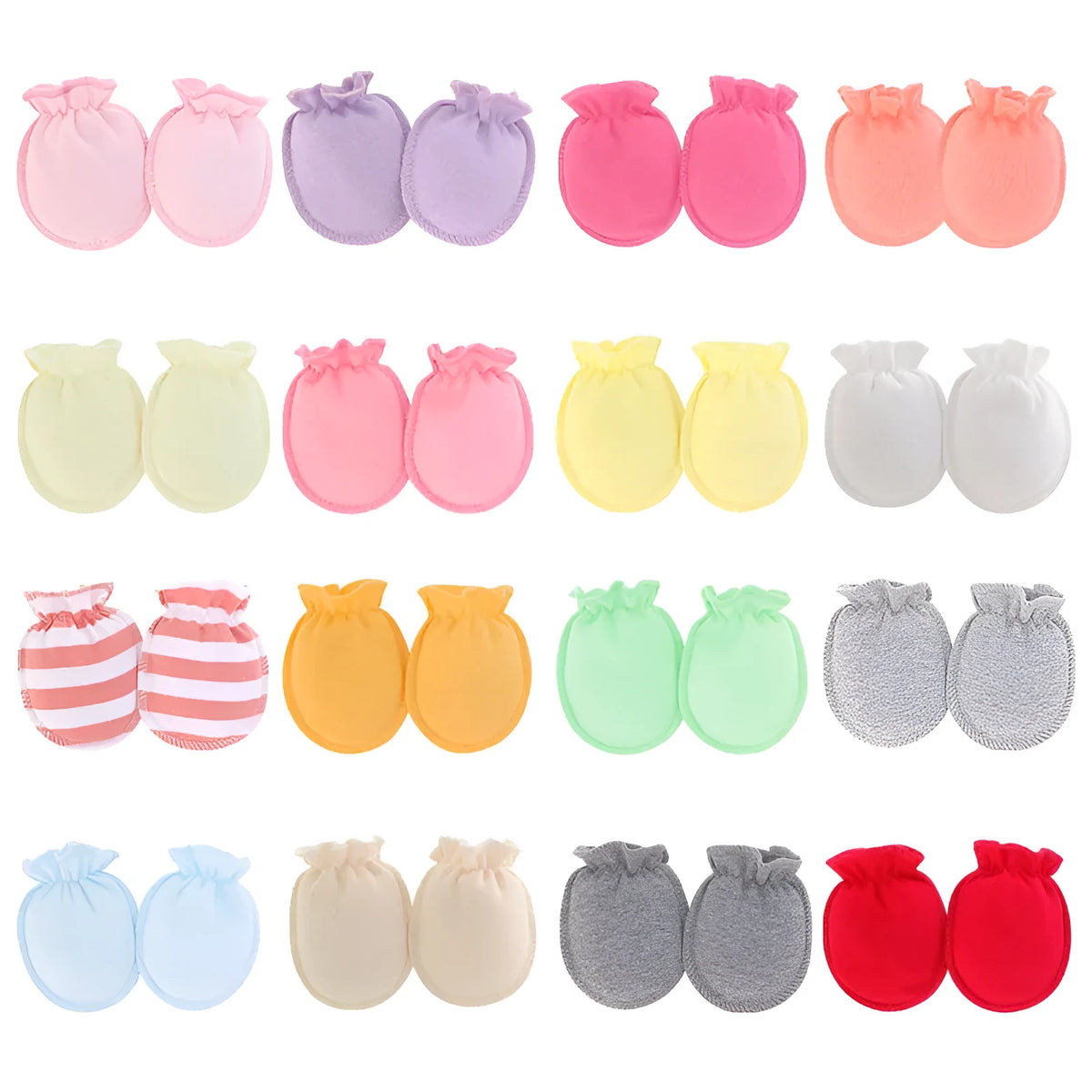 Baby anti-scratch mittens in multiple colours and pure cotton patterns, one pair.