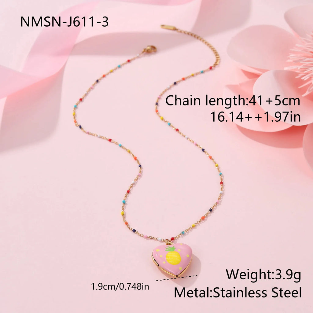 Women's gold-plated fruit pendant necklace on stainless steel chain with adjustable length